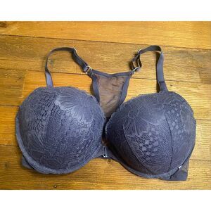 Victoria’s Secret 40DD push-up blue lace front close racerback bra